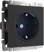 Розетка с заземлением с подсветкой без рамки Werkel 1-м. черный матовый картинка